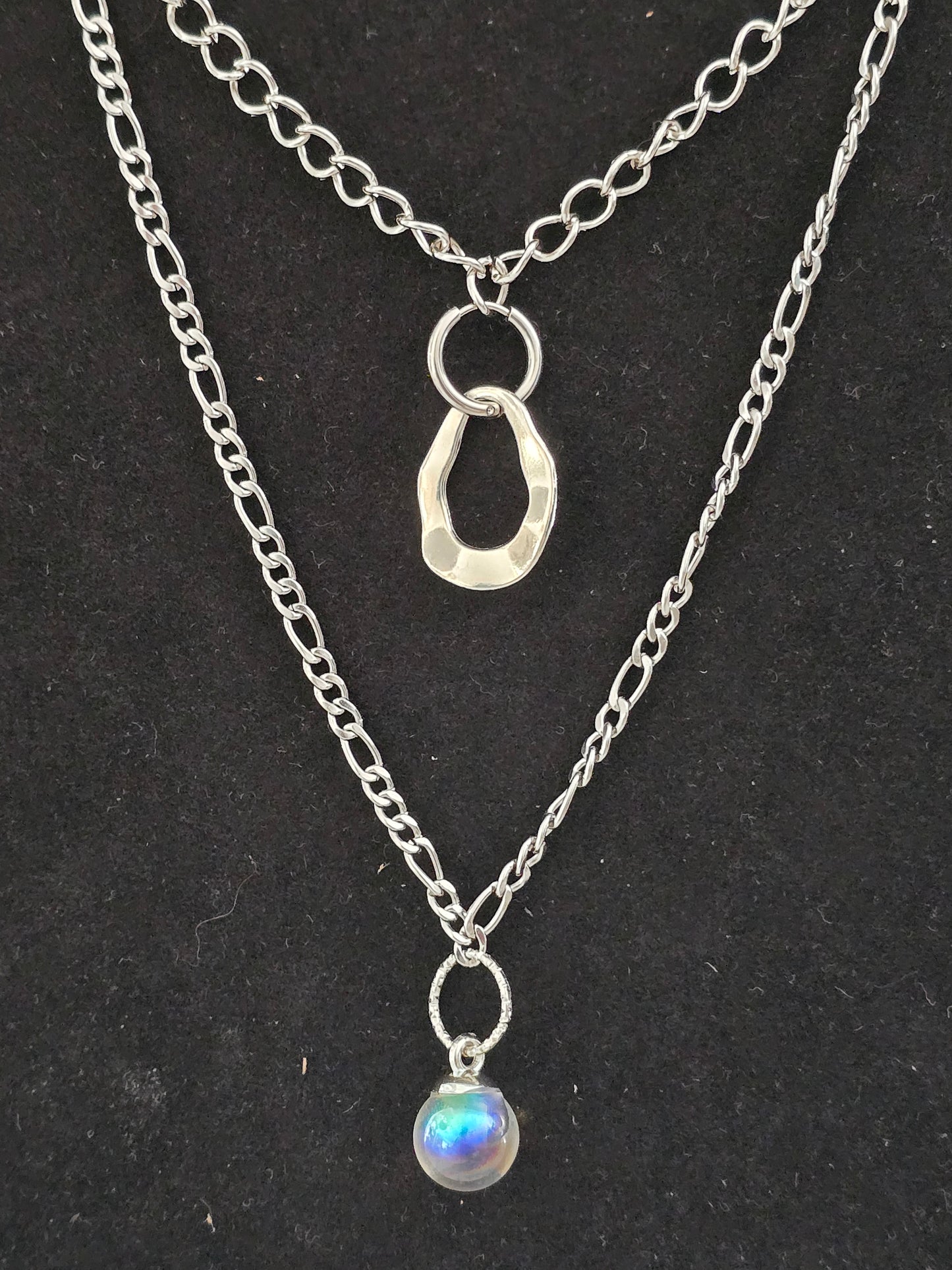 Pendant silver 2x chains