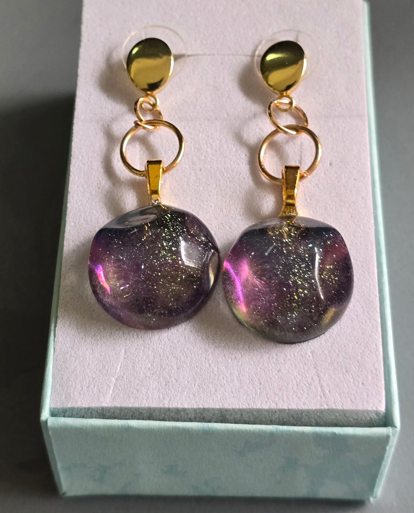 Earrings dangling  purple blue