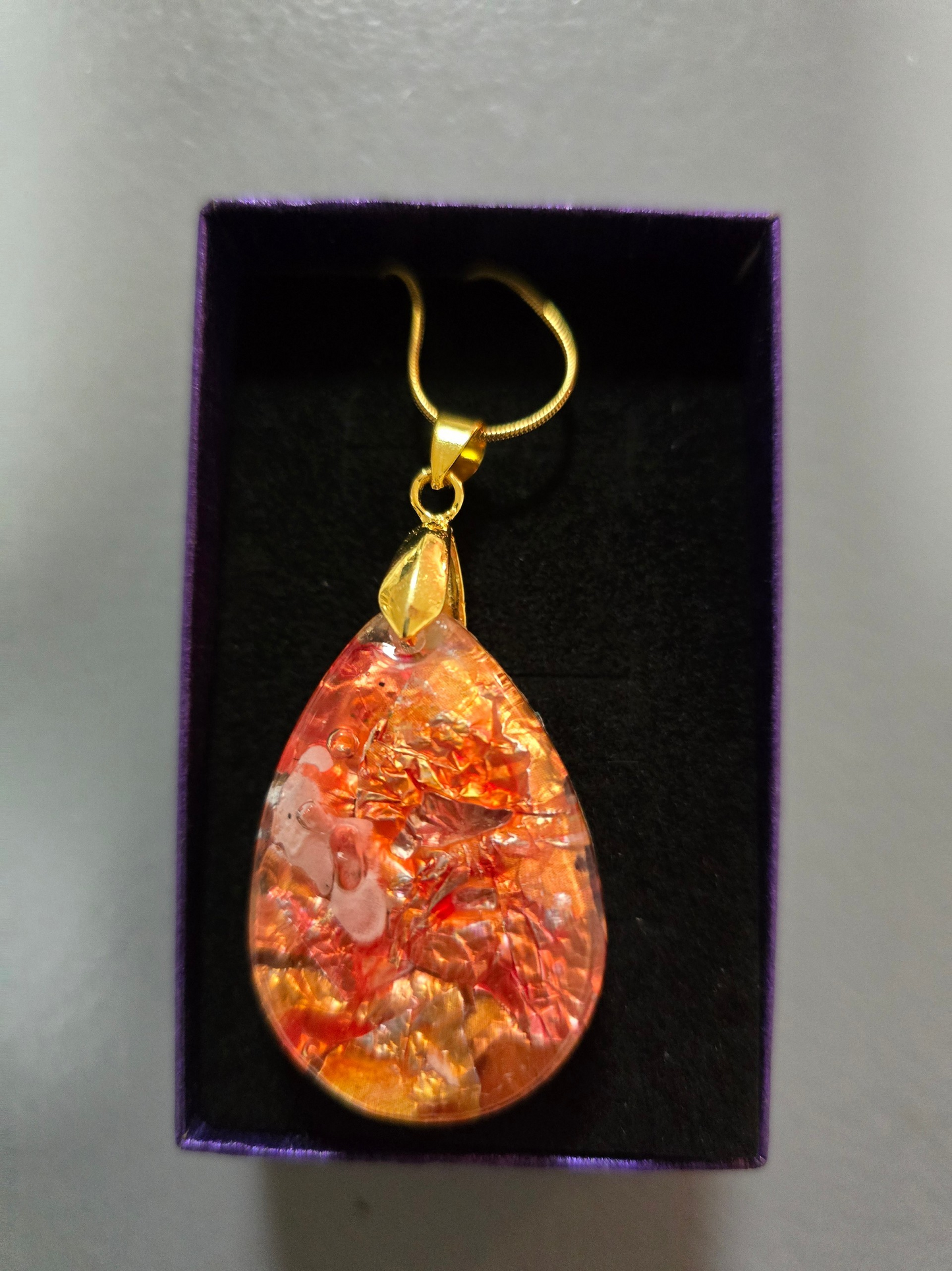 Pendant teardrop orange and yellow