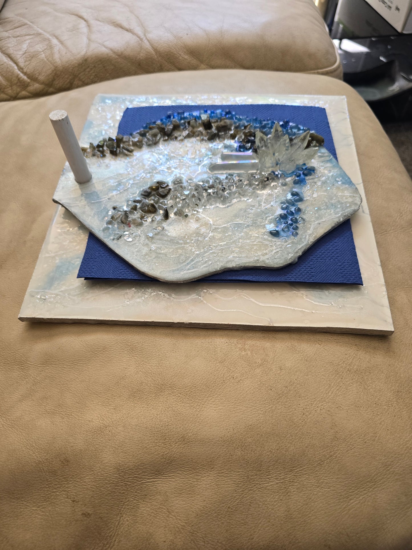 Napkin Holder geode style Cobalt Blue
