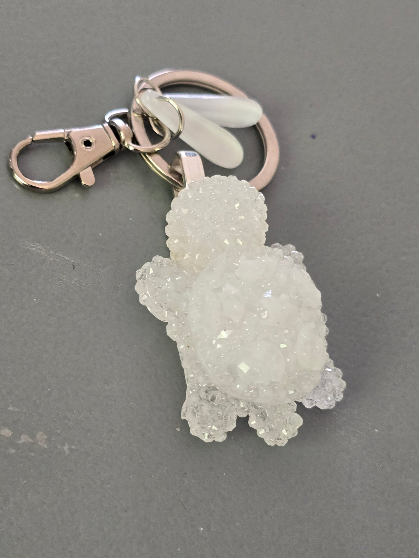 Keyring turtle crystal pure white
