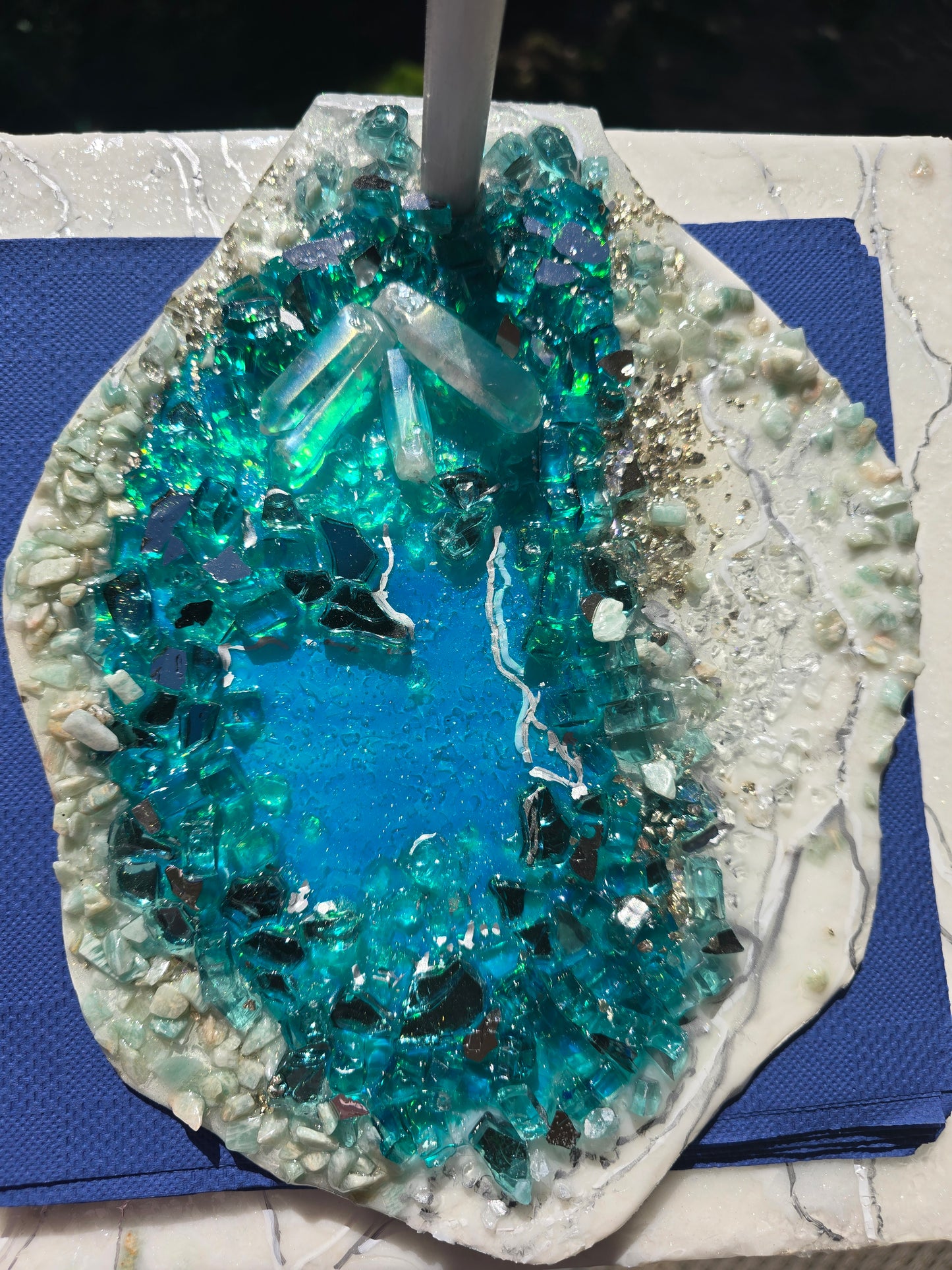 Napkin Holder geode style turquoise