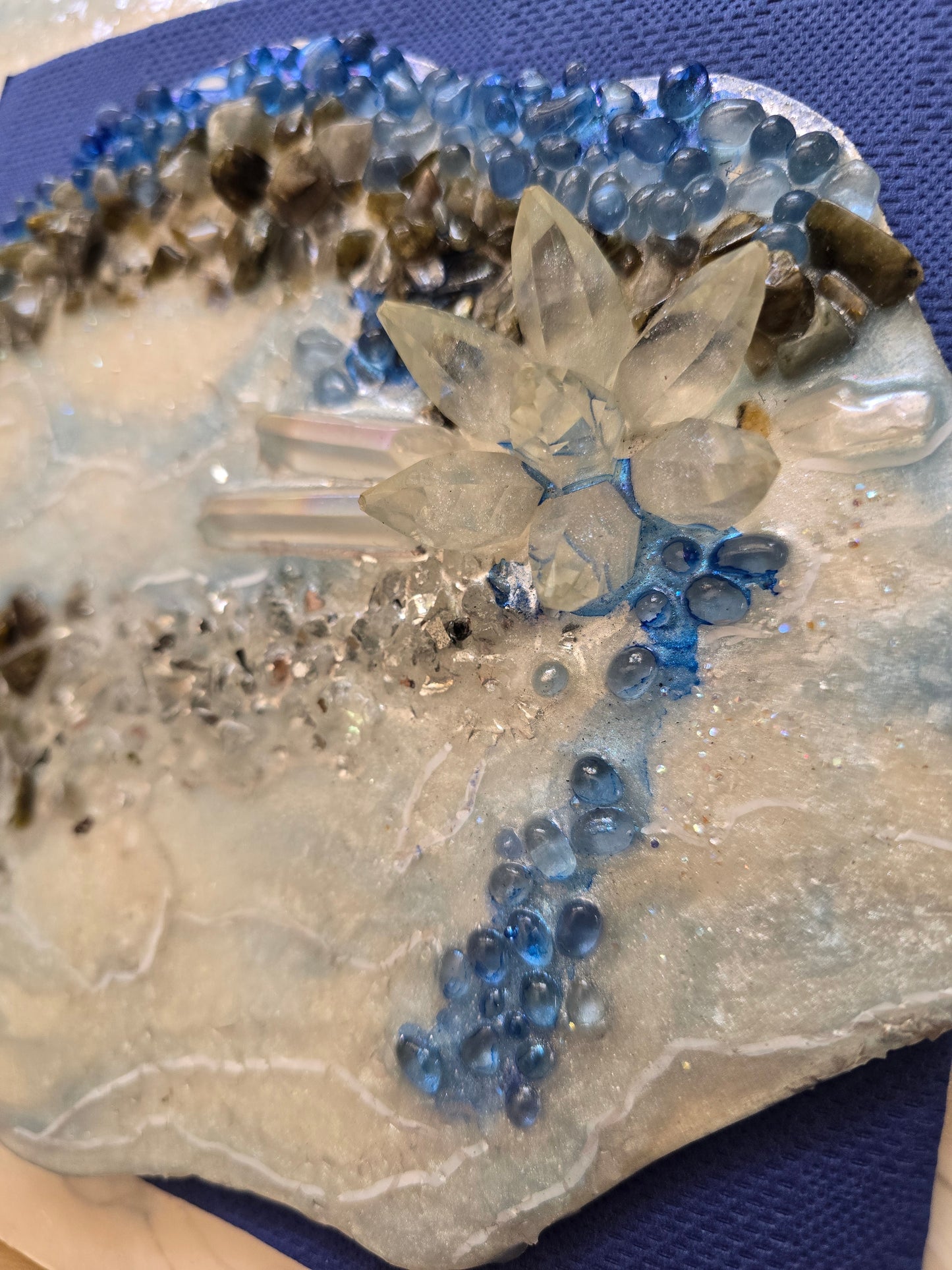 Napkin Holder geode style Cobalt Blue