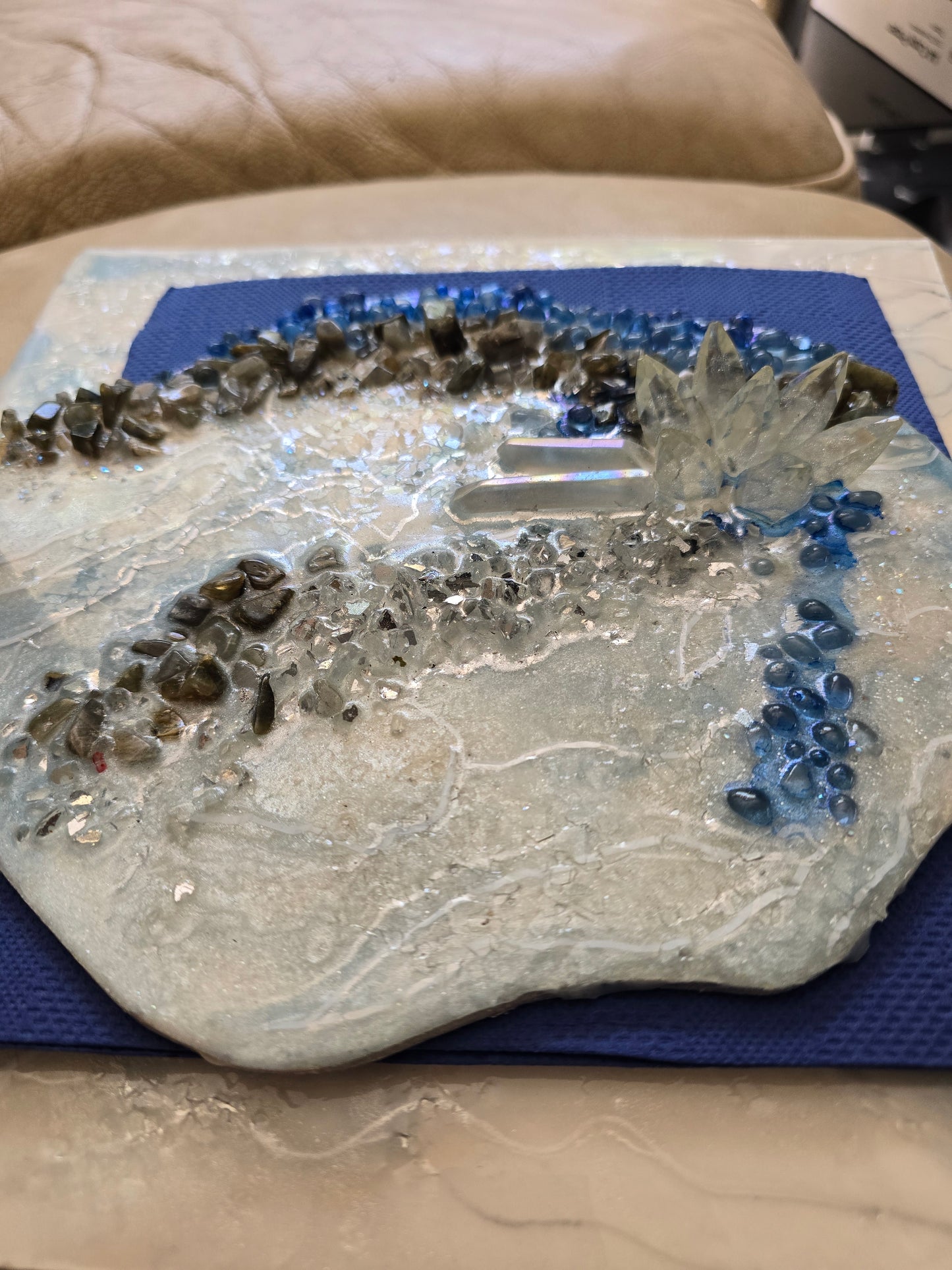 Napkin Holder geode style Cobalt Blue