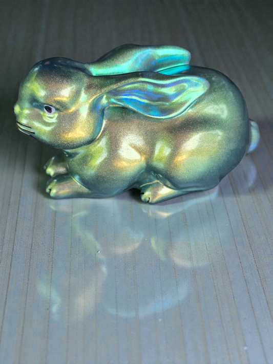Easter Bunny green with gold shimmer