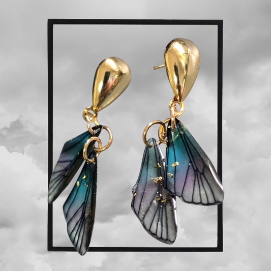 Earrings dangling butterfly wings