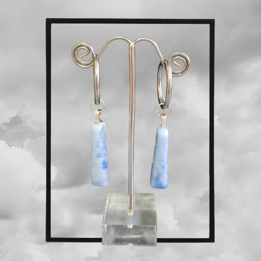 Earrings dangling blue and white