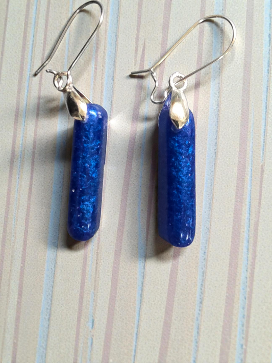 Earrings dangling royal blue