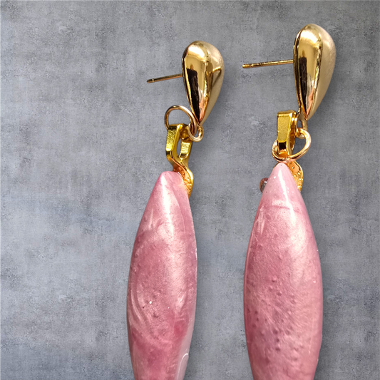 Earrings pink marble dangling