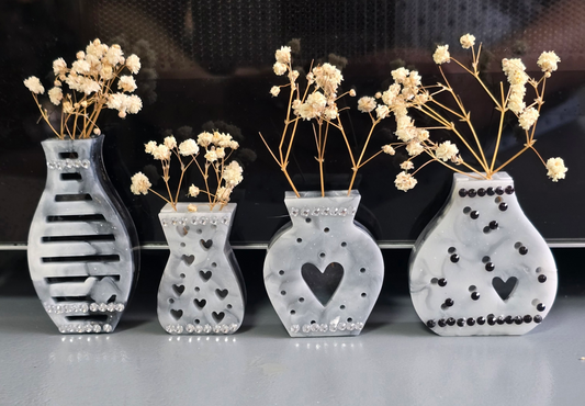 Fridge magnets flower vase set of 4