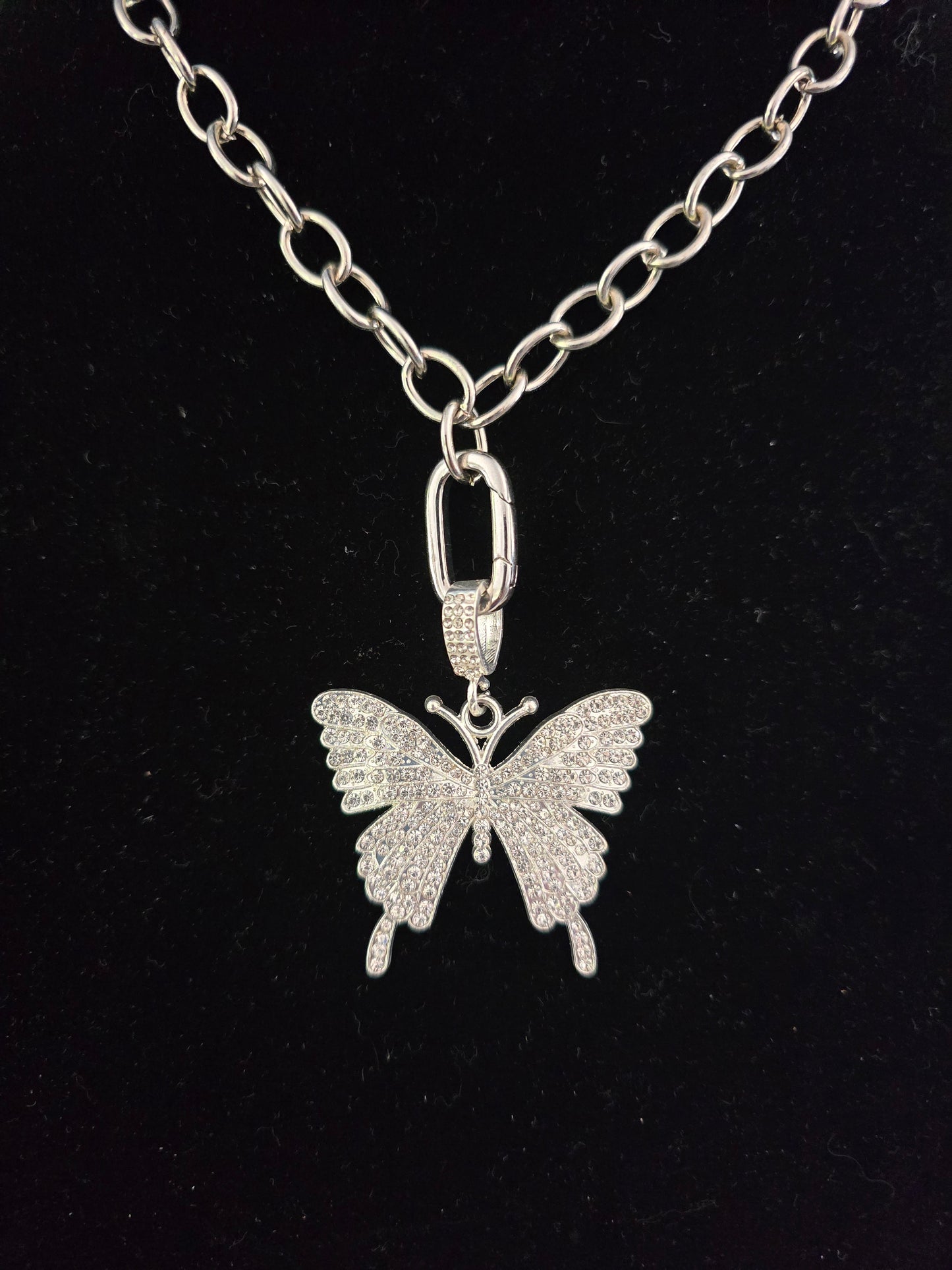 Pendant silver chain with crystal butterfly
