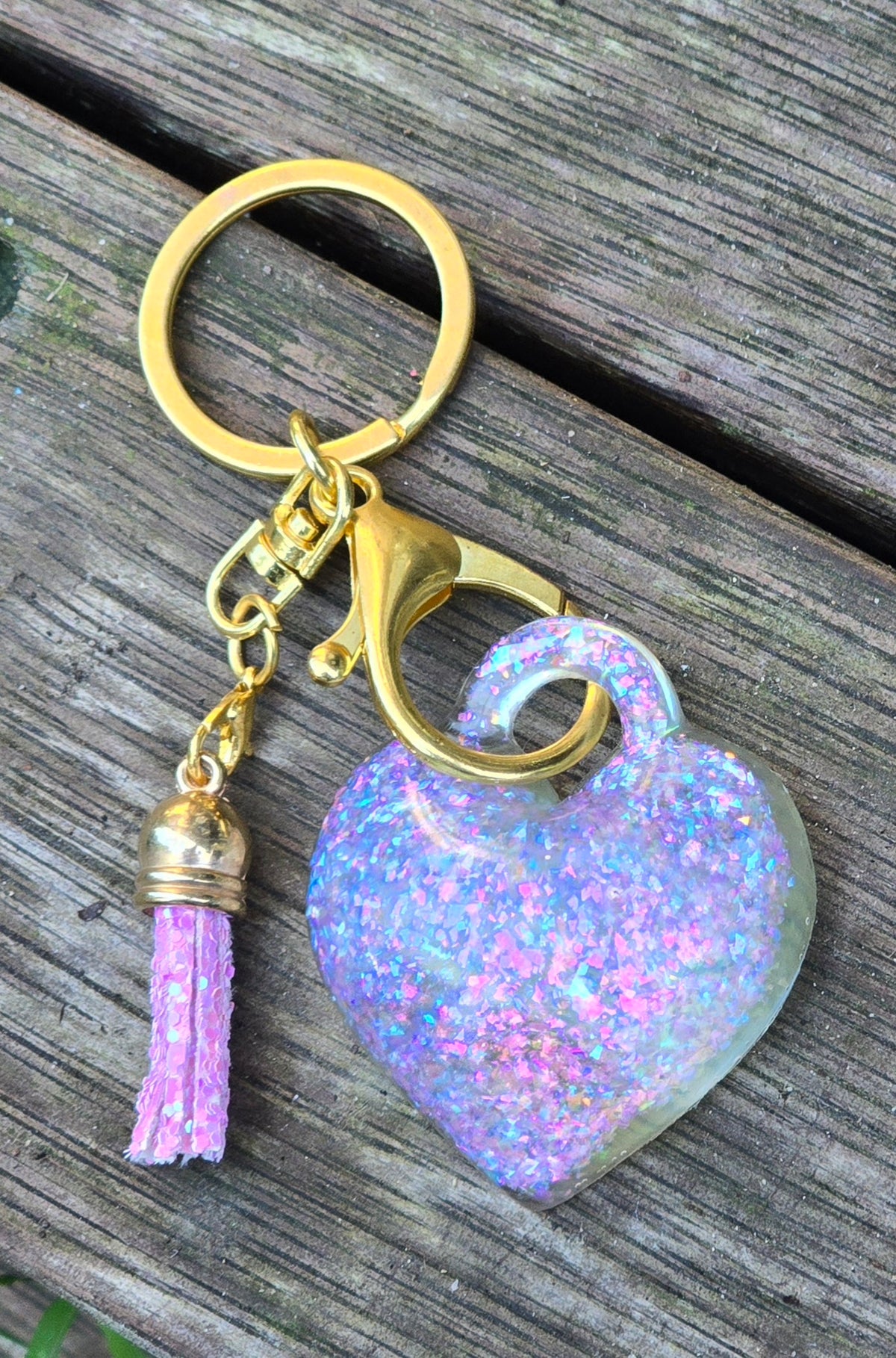 Keycharm puffy heart pink shimmer