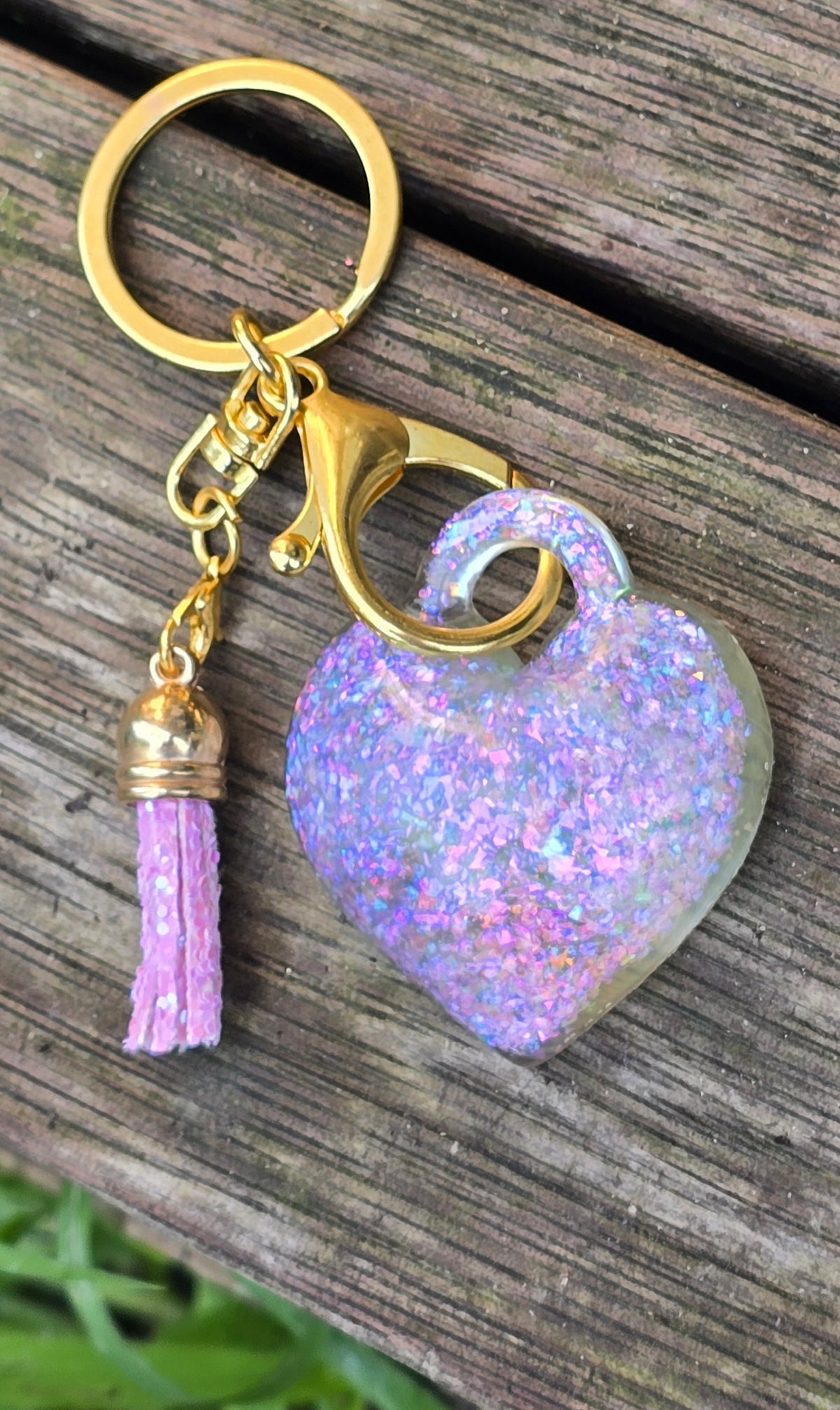 Keycharm puffy heart pink shimmer