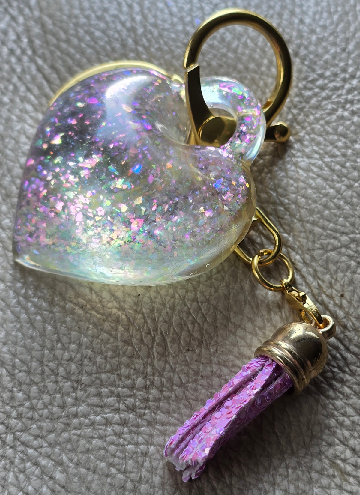 Keycharm puffy heart pink shimmer
